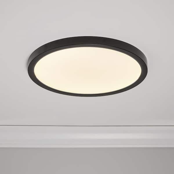 14 in.Black Selectable LED Flush Mount Ceiling Light, 5 CCT  2700K-5000K, 2200 Lumens, Trim Round, Panel Light, Dimmable