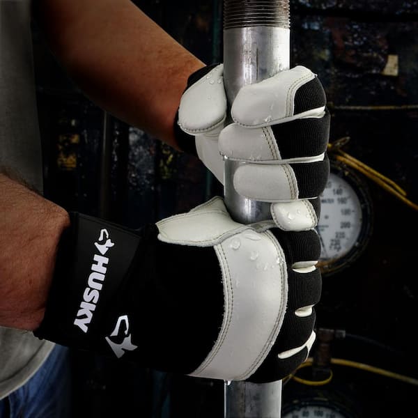 X-Large Grain Cowhide Water Resistant Leather Performance Work Glove with Spandex Back