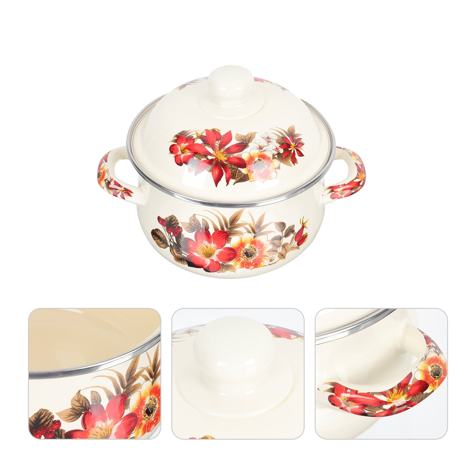 1PC Enamel Stew Pot Practical Cooking Pot Household Soup Pot Flat Bottom Milk Pot (Random Style)