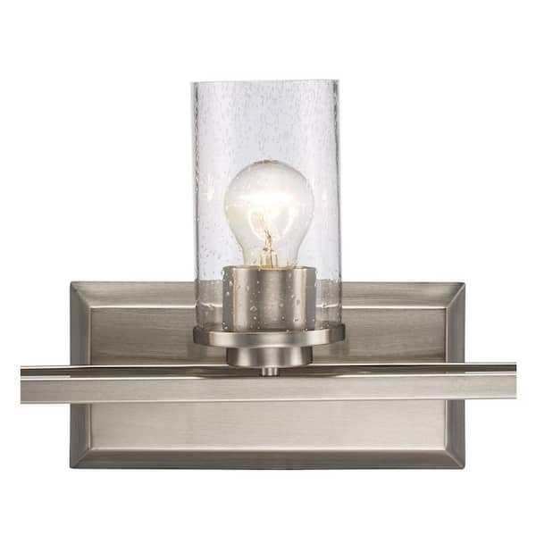 Timpie 22 in. 3-Light Brushed Nickel Bathroom Vanity Light Fixture with Seeded Glass Shades