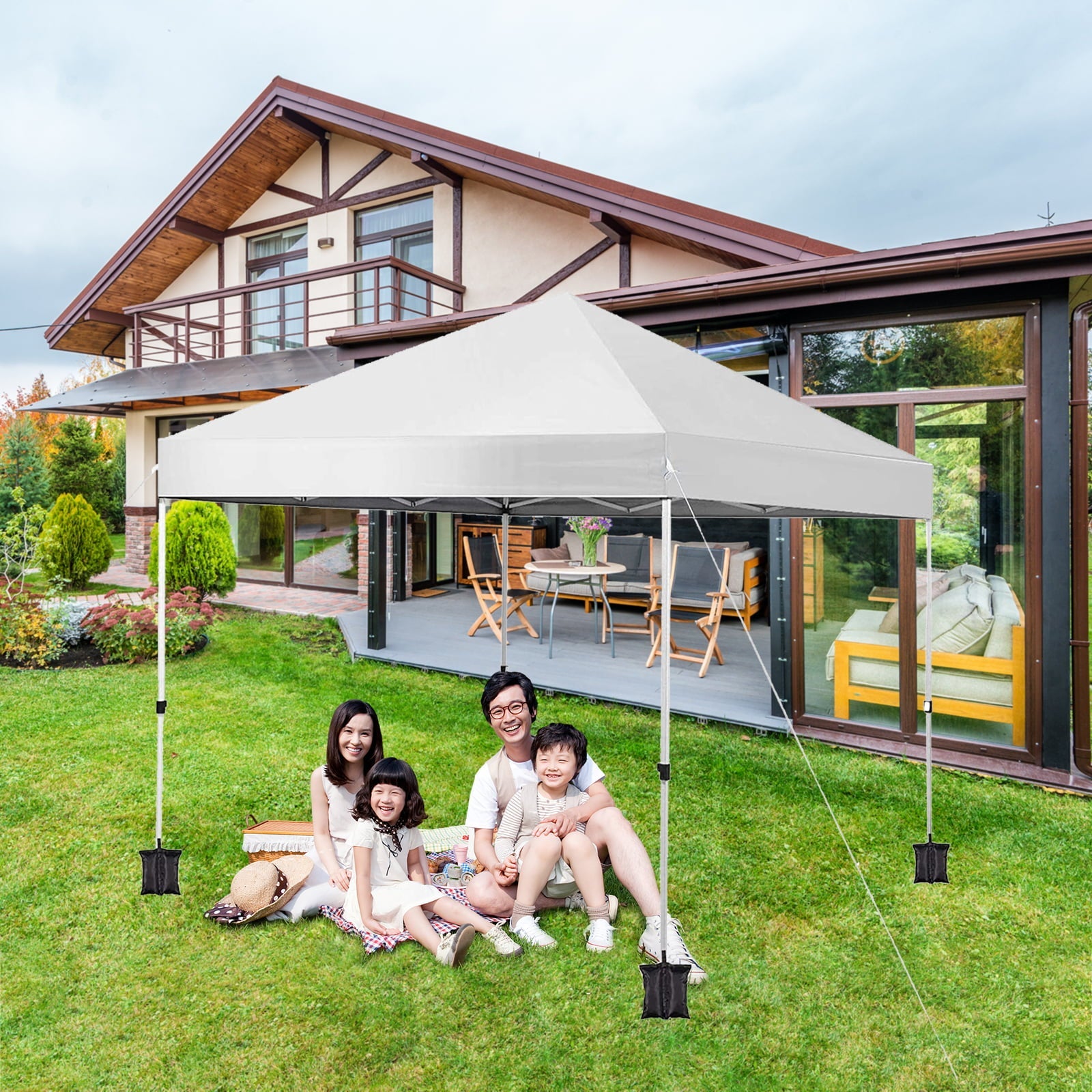 SUGIFT 10' x 10' Pop up Canopy Tent Instant Waterproof Folding Tent with 4 Sandbags, White