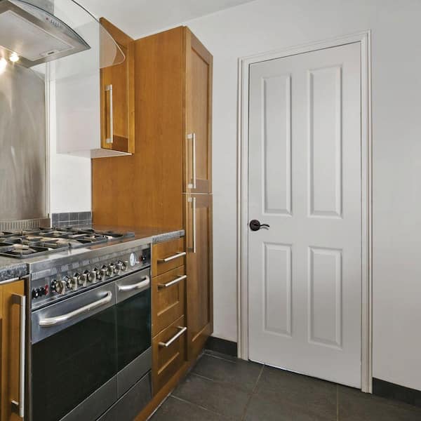 32 in. x 80 in. 4-Panel Square Top Solid Core Smooth Primed Composite Single Prehung Interior Door