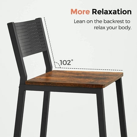 VASAGLE Bar Stools Set of 2 Bar Chairs Tall Bar Stools with Backrest Industrial in Party Room Rustic Brown and Black