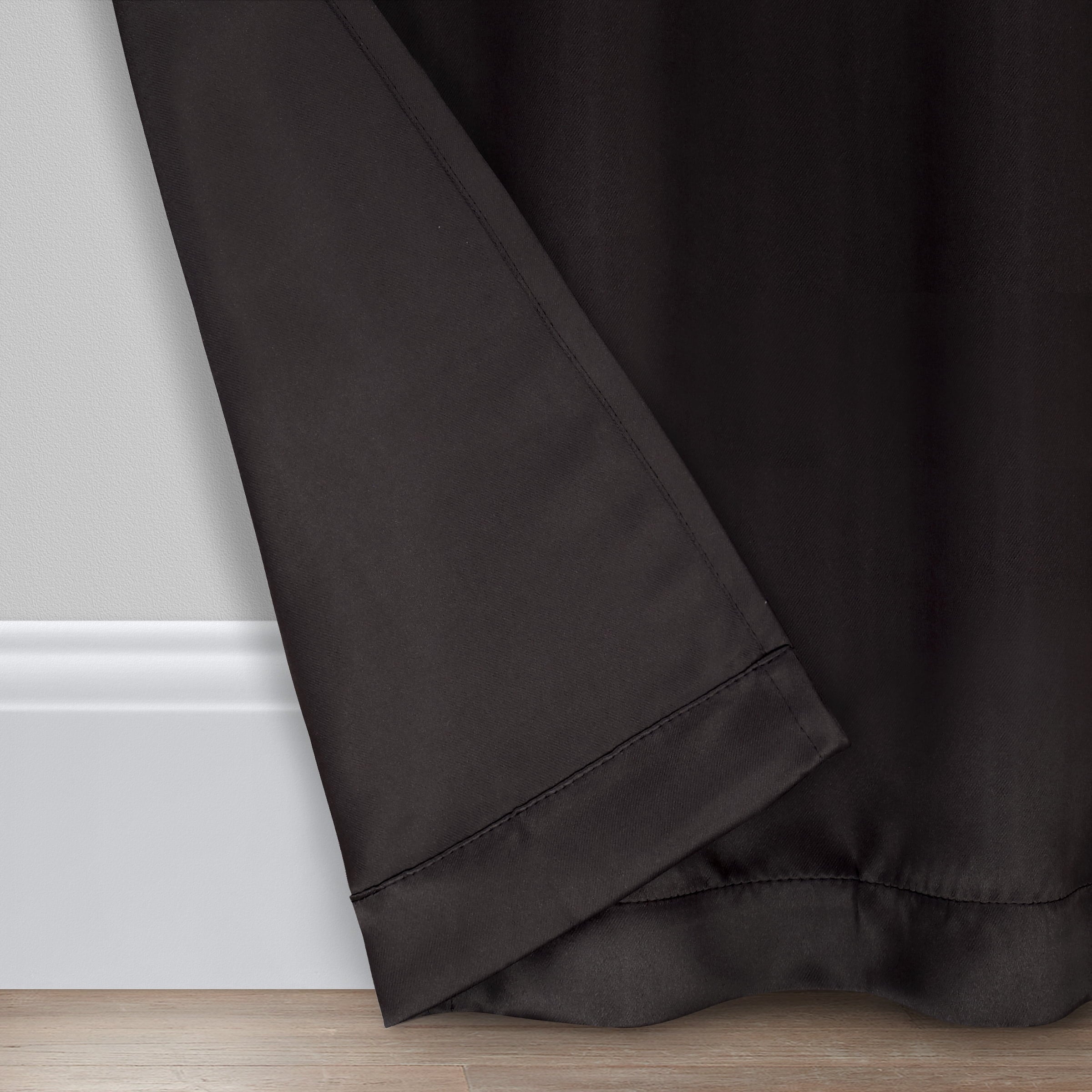 Eclipse Darrell Blackout Rod Pocket Window Curtain Panel, Black, 37x63