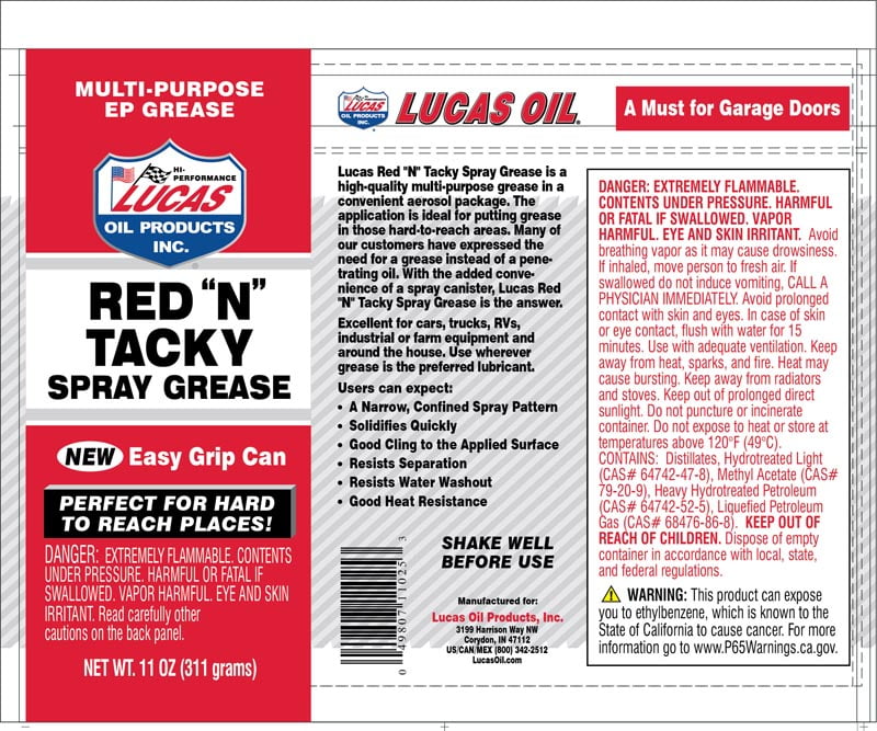 Lucas Red N Tacky Spray Grease 11 ounce easy grip can