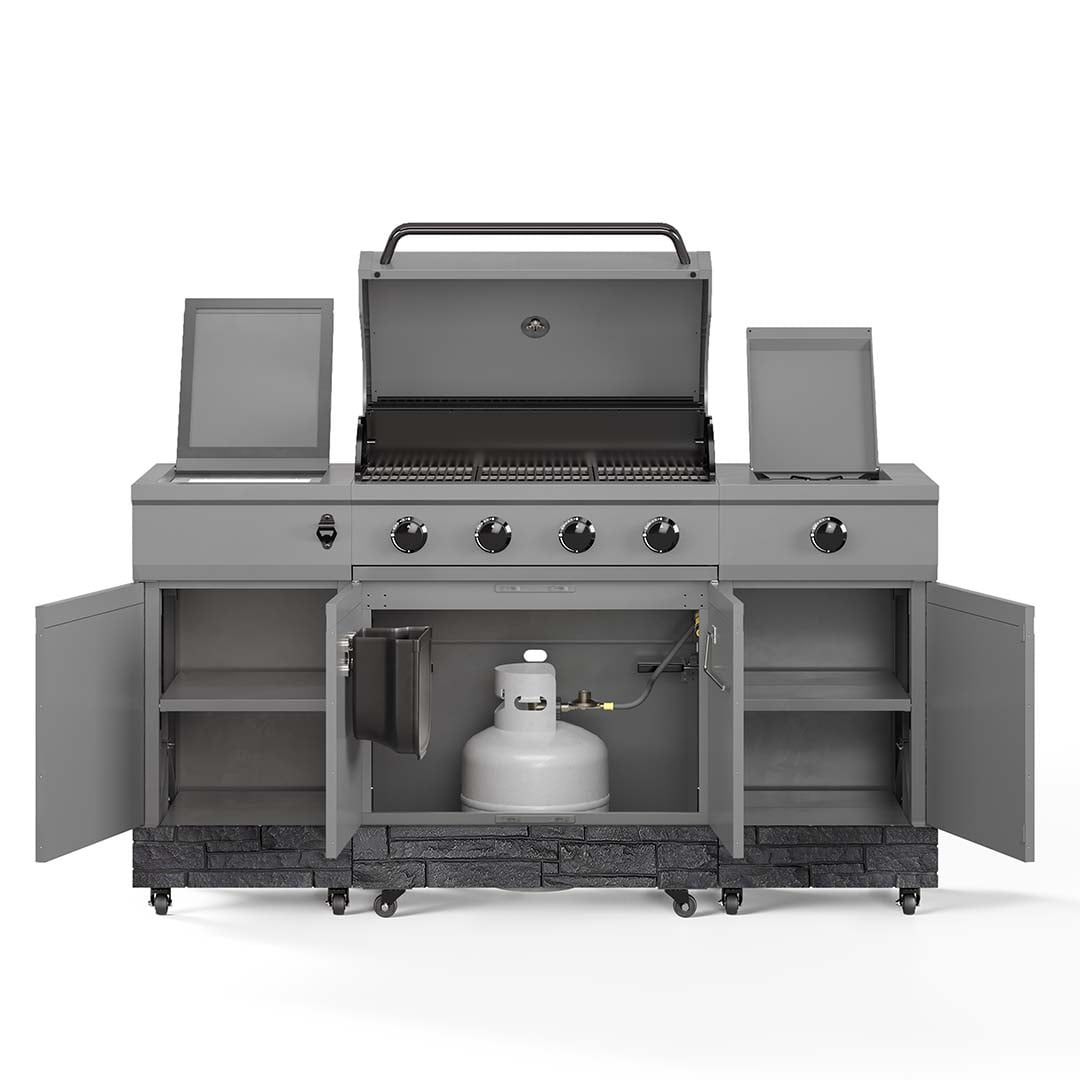 TYTUS 4-Burner Fresno Series Gunmetal Gray + Graphite Stone Island Grill