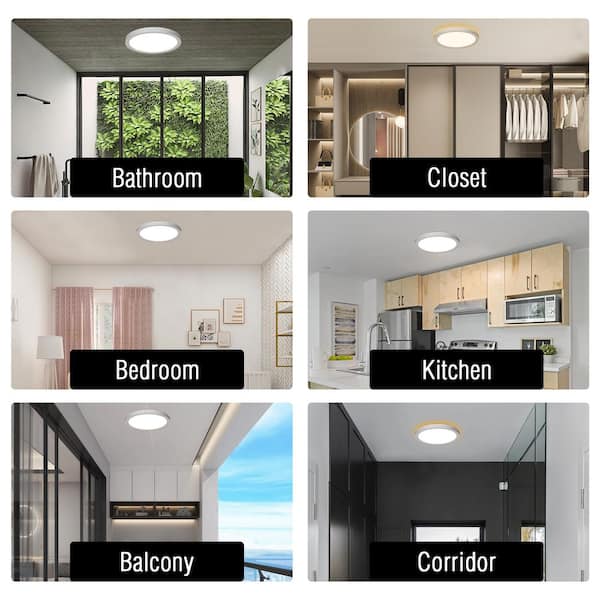 13 in. LED Flush Mount Ceiling Light with Night Light, 24W, 2400lm, 3000K/4000K/5000K Selectable
