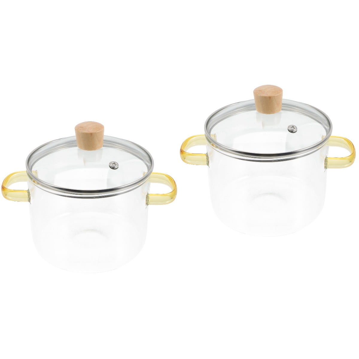 Homemaxs 2pcs Clear Glass Stockpot with Lid and Double Ear Noodle Cooking Pot Ramen Pot Glass Cookware