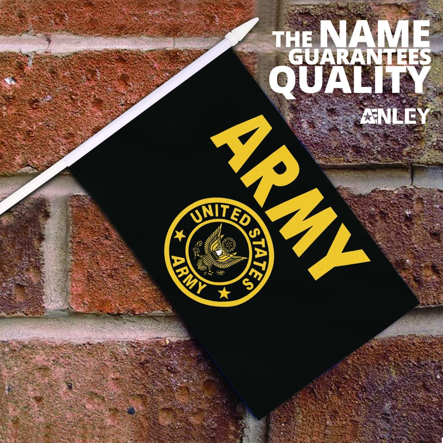 Anley US Army Gold Crest Mini Flag 12 Pack - Hand Held Miniature United States Military Flags