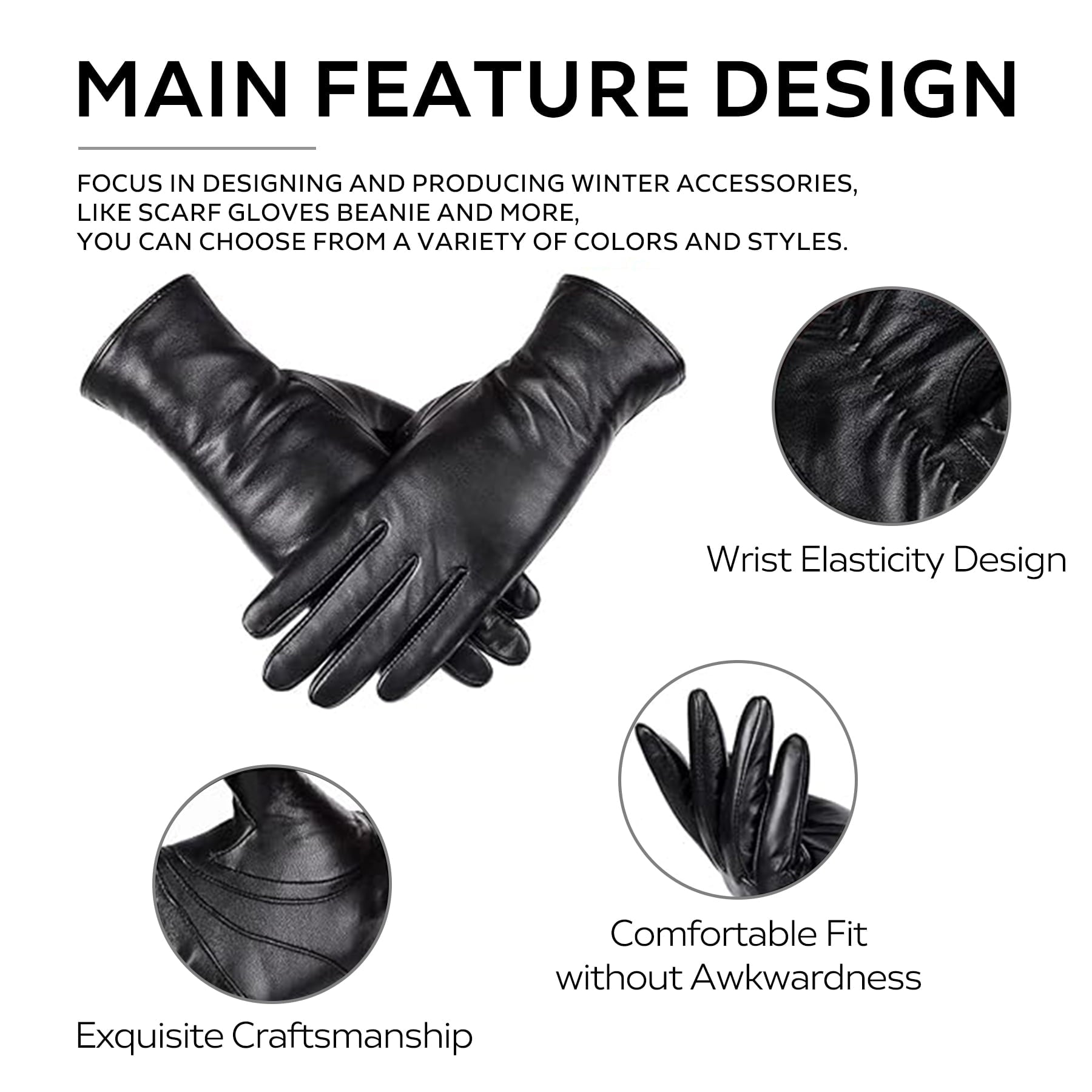 Whiteleopard Women's Winter Sheepskin Leather Gloves with Thermal Cashmere Lining - Stylish Touchscreen Driving Gloves