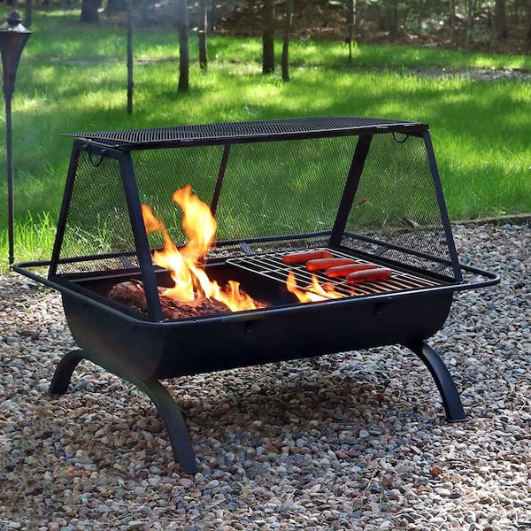Northland 36 in. x 27 in. Rectangle Steel Wood Burning Fire Pit with Cooking Grill