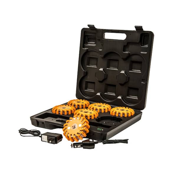 4 in. Round Rechargeable Strobe/Flare Kit with 6 Flares And Charging Case