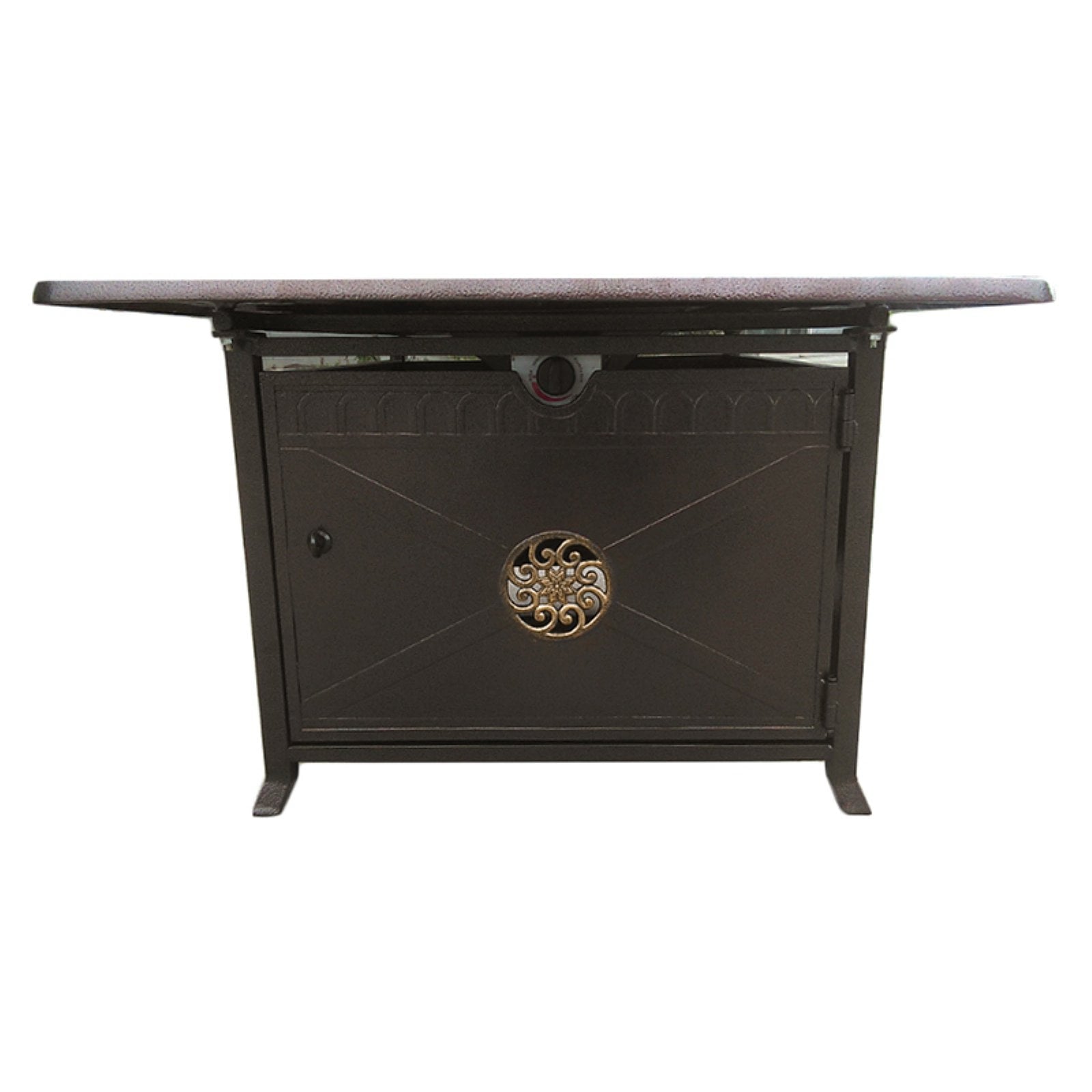 Hiland Propane Rectangular Cast Aluminum Decorative Fire Pit, Bronze
