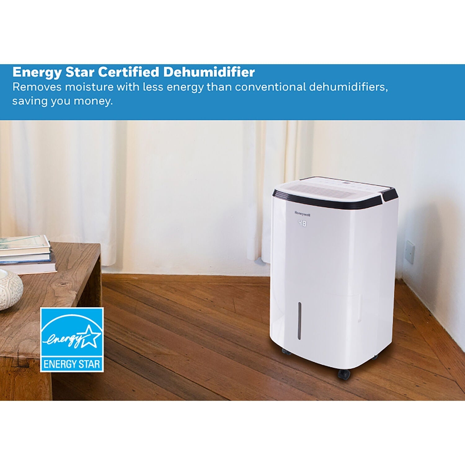 Honeywel 20 pt 1,500 sq ft Dehumidifier in White - Energy Efficient, Adjustable Humistat