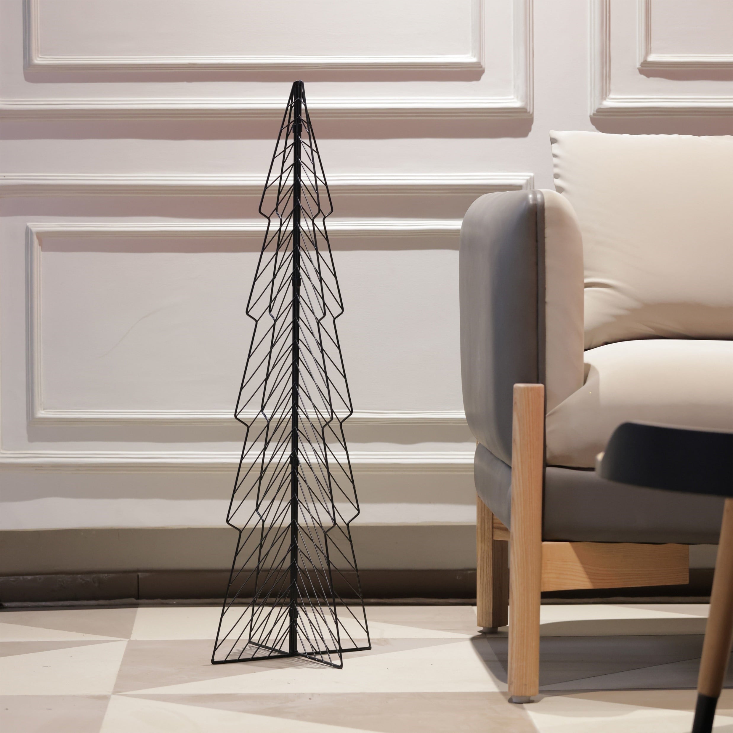 Medium Folding Black Wire Christmas Tree Decor, 24 in, by Holiday Time