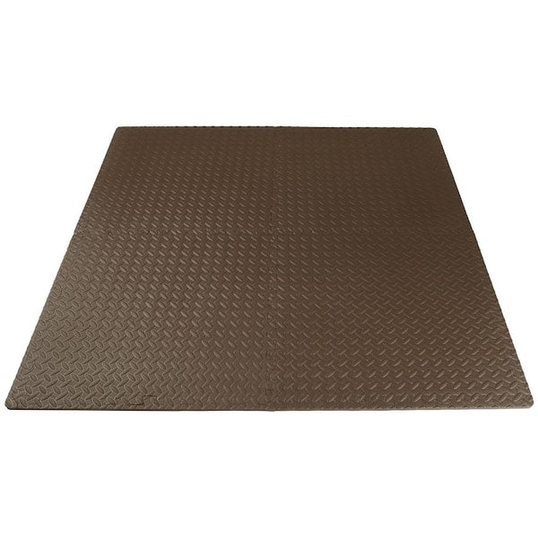 Exercise Puzzle Mat Brown 24 in. x 24 in. x 0.5 in. EVA Foam Interlocking Anti-Fatigue Tile Mat (24 sq. ft.) (6-Pack)