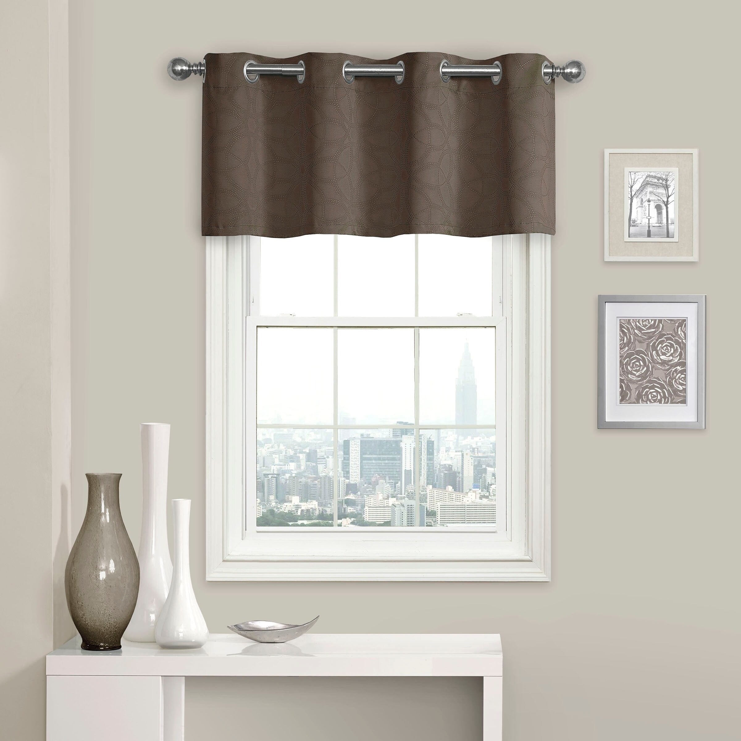 Eclipse Kingston Pinsonic Blackout Therma Weave Valance, Smoke Gray, 52 X 18 In