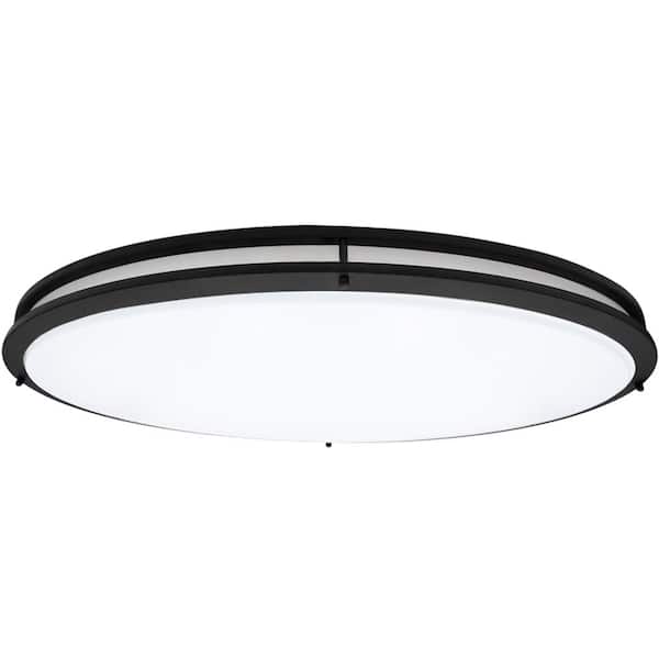 32 in. Black Oval LED Ceiling Mount Fixture, Dual Ring, Dimmable, 3 CCT Select 3000K to 5000K, 5500 Lumens