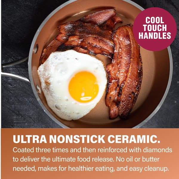 Hammered Copper 10-Piece Aluminum Non-Stick Cookware Set with Glass Lids