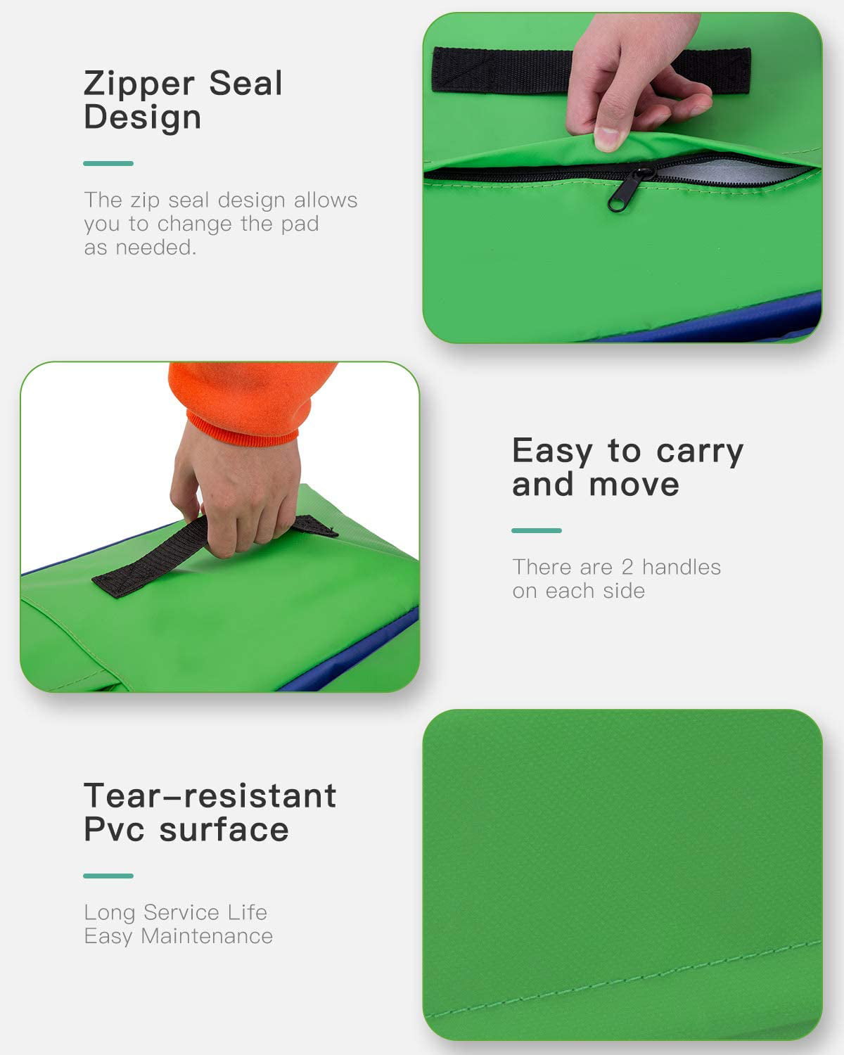 Dkeli Incline Gymnastics Mat Tumbling Mat Home Gym Mat 48''x24'' Non-slip PVC Surface, Blue