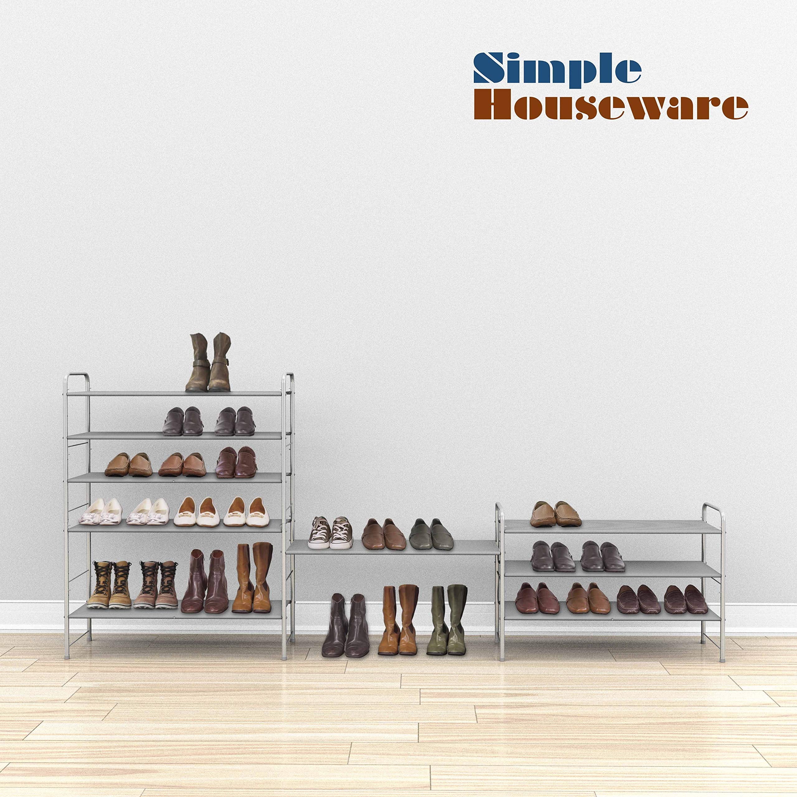 Simple Houseware 3-Tier Shoe Rack Storage Organizer, Grey