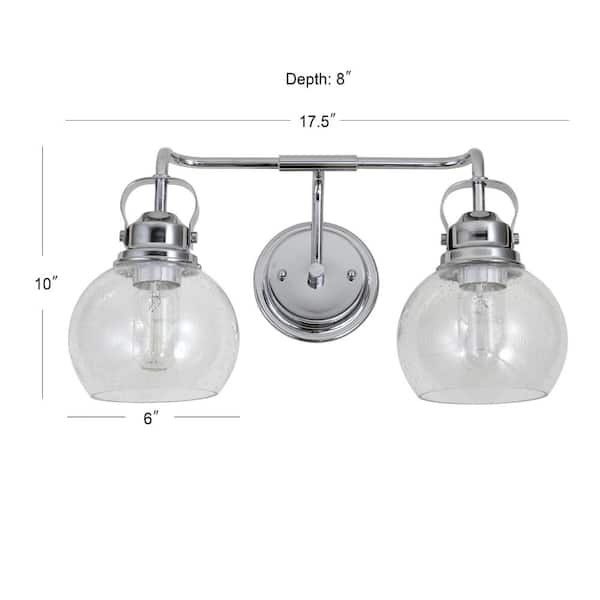 Shirley 17.5 in. 2-Light Metal/ Bubbled Glass Chrome Vanity Light