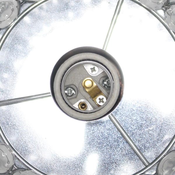 10.75 in. 1-Light Chrome Elipse Crystal Bedside Nightstand Cylindrical Uplight Table Lamp