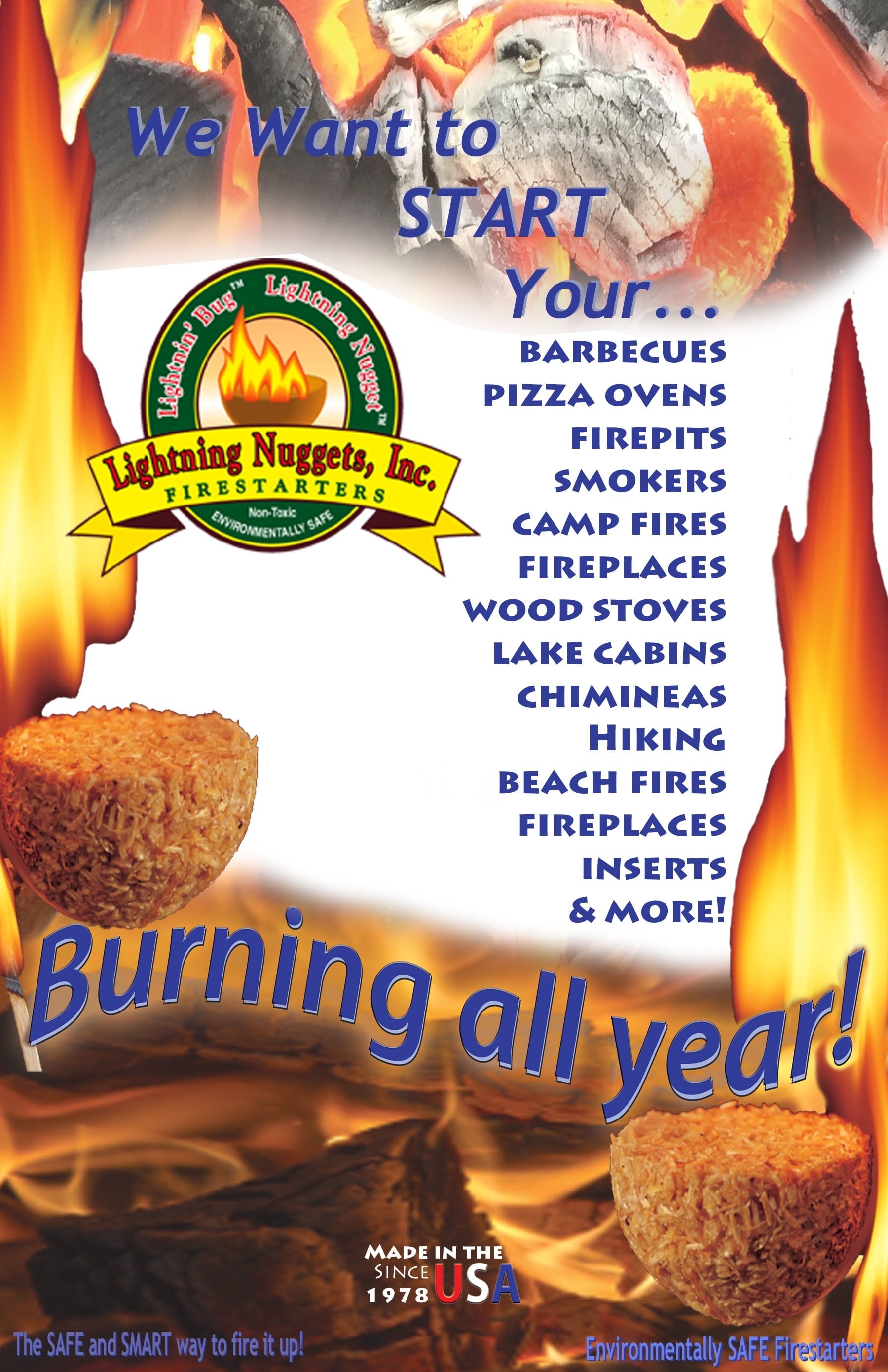 Lightning Nuggets - All Natural Fire Starters - Lightning Nugget 35 Count box with each nugget measuring 2 1/8