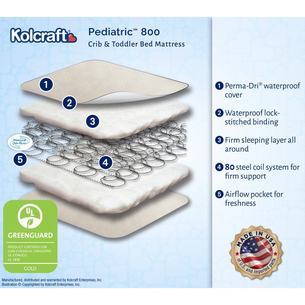 Pediatric 800 Extra Firm Ultra Deluxe, 80 Coil Crib and Toddler Mattress, White
