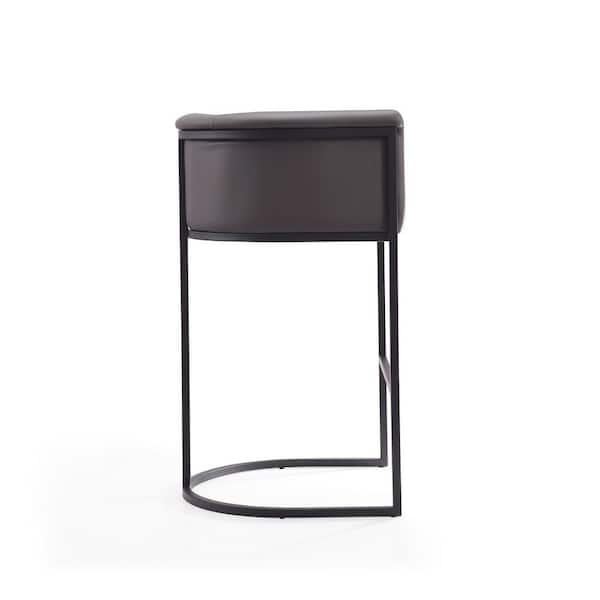 Cosmopolitan 29.5 in. Pebble and Black Metal Bar Stool (Set of 2)