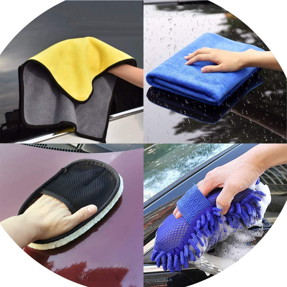 YILAIRIOU Car Cleaning Kit-Car Interior Detailing Kit High Power Handheld Vacuum-Supplies Built for the Perfect Car Wash Kit with Microfiber Sponge and Towels Tire Brush