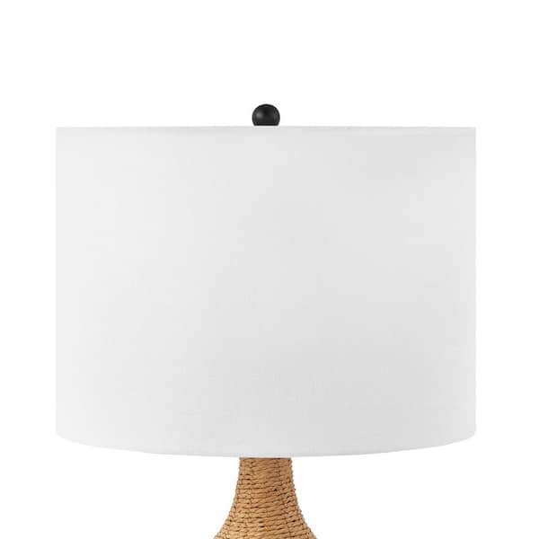 Bridleridge 25 in. Rattan Table Lamp with White Fabric Shade