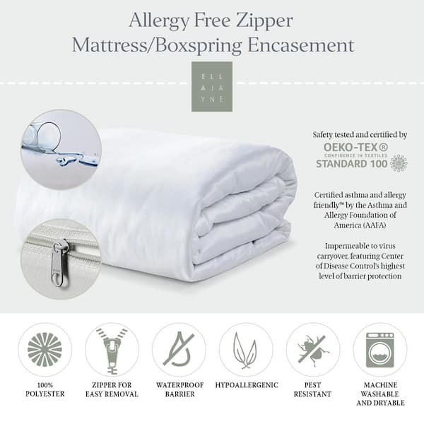 Allergy Free Twin XL Sized Zipper Mattress or Box Spring Encasement, 9 in. to 12 in. Depth