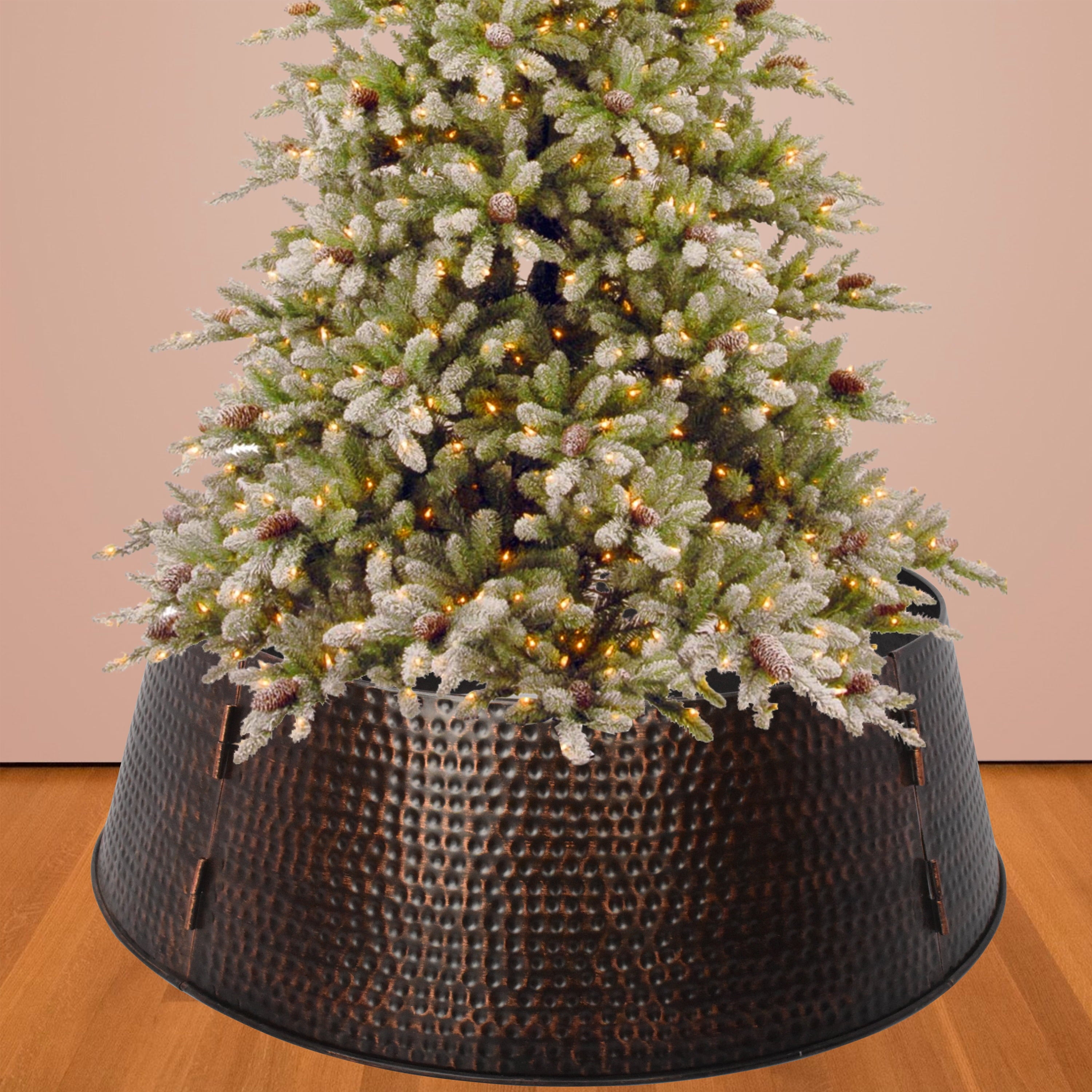 Metal Hammered Tree Collar, Brown Finish with Copper Antique, 27