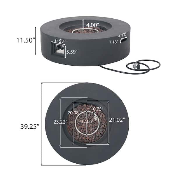Mayfair Dark Gray Circular Stone Fire Pit (No Tank Holder)