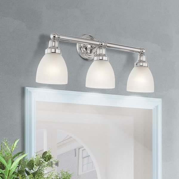 Classic 3 Light Polished Chrome Bath Vanity Light