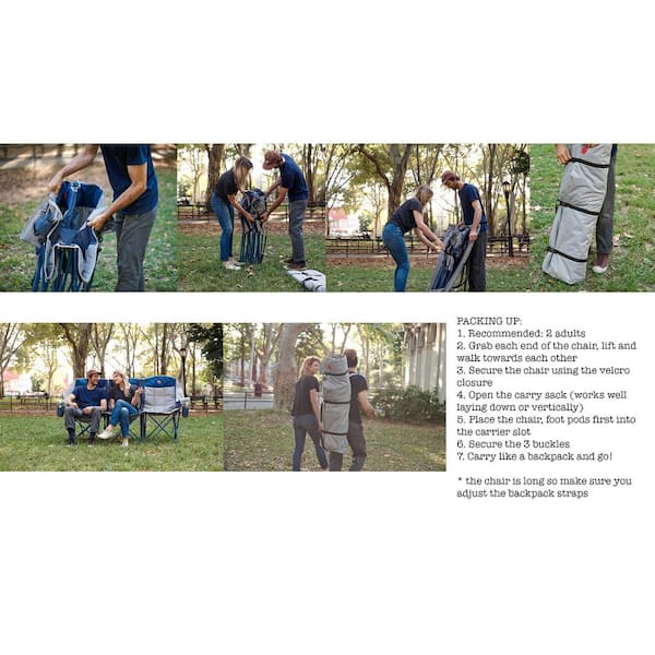 MoonPhase Triple LoveSeat Heavy Duty Quad Folding Camp Chair