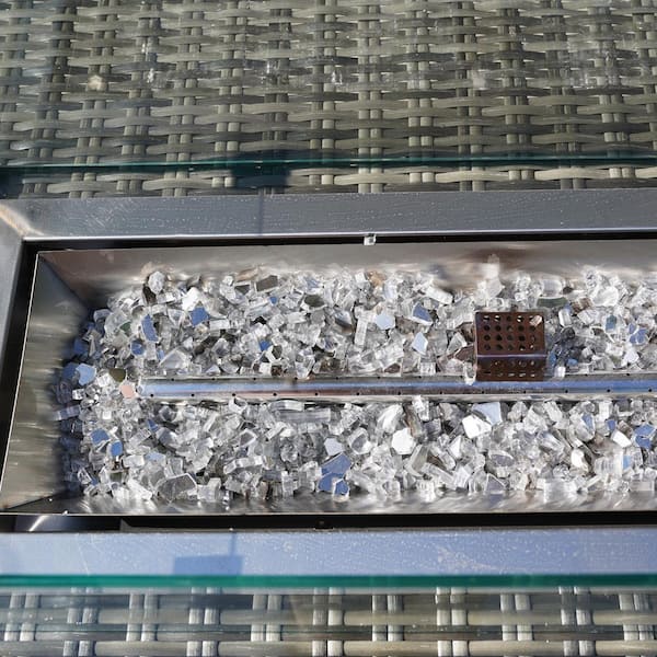 Ada Gray 1-Piece Wicker Patio Fire Pit Table