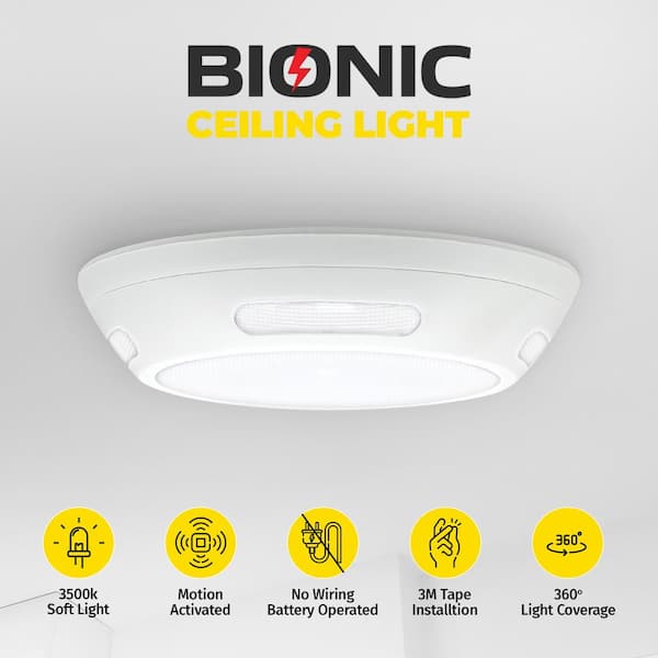 Ceiling Light 7.13 in. White 34 Integrated LED 300-Lumens Flush Mount Light