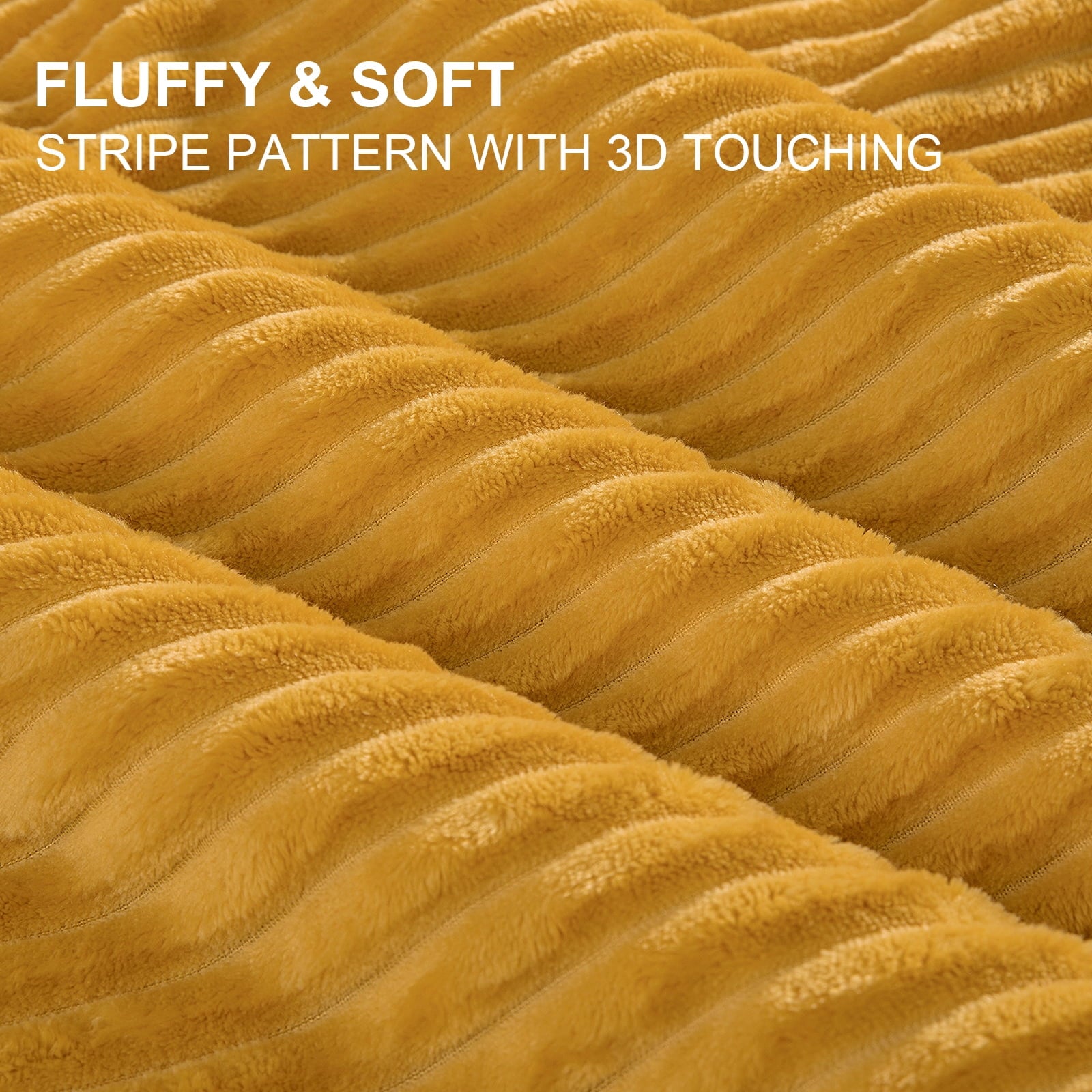 DISSA Flannel Fleece Blanket Soft Large Throw Blanket with Pompom Fringe Lightweight Cozy Plush Blanket Fit Sofa Bed(Mustard Yellow,51x63