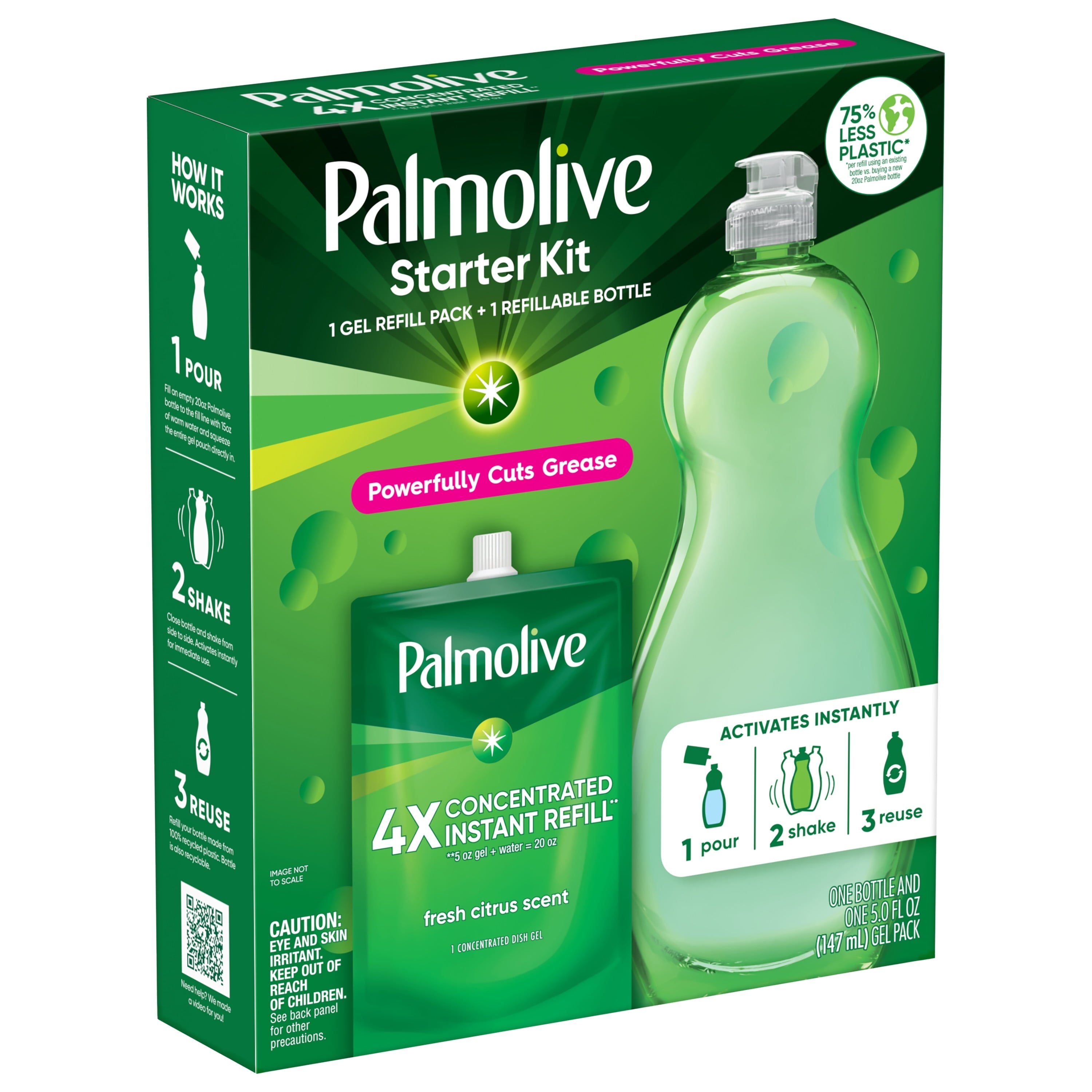 Palmolive 4X Concentrated* Dish Gel Starter Kit, Fresh Citrus Scent