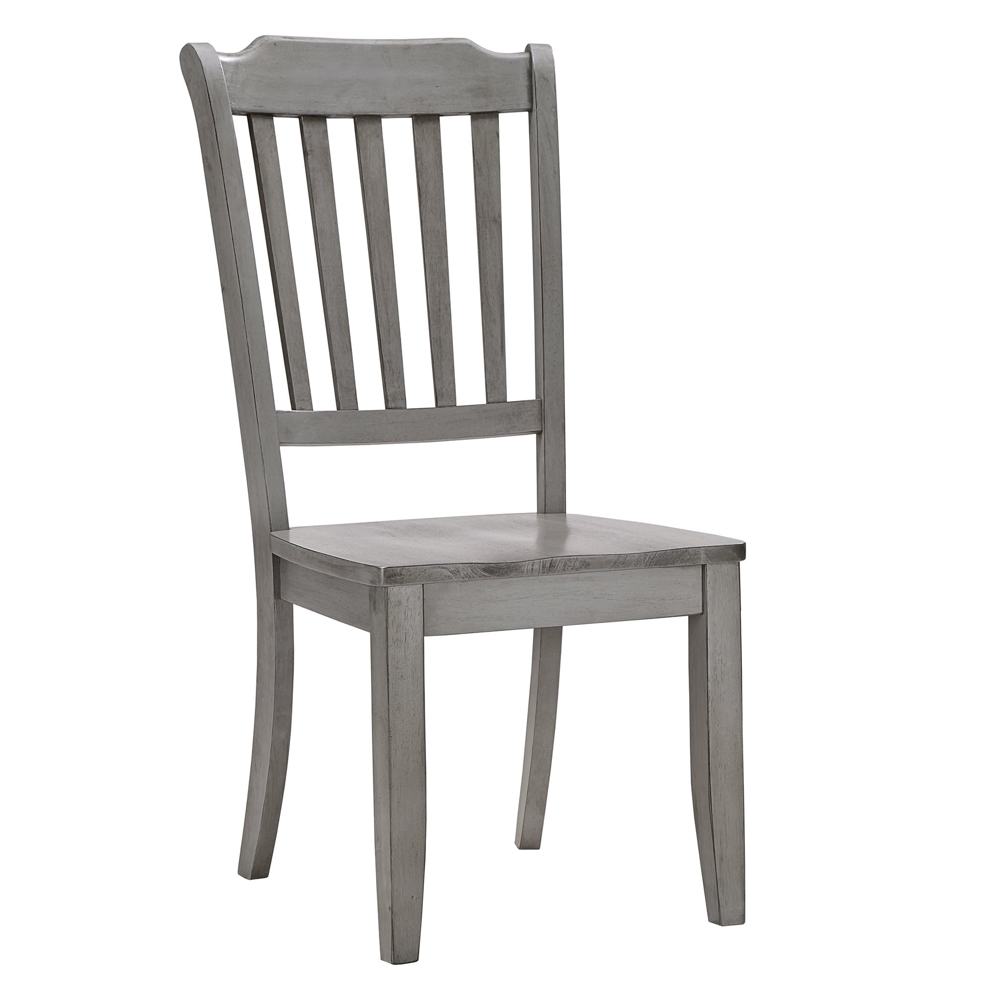 Weston Home Farmhouse Slat Back Wood Dining Chairs, Set of 2, Antique Grey Finish