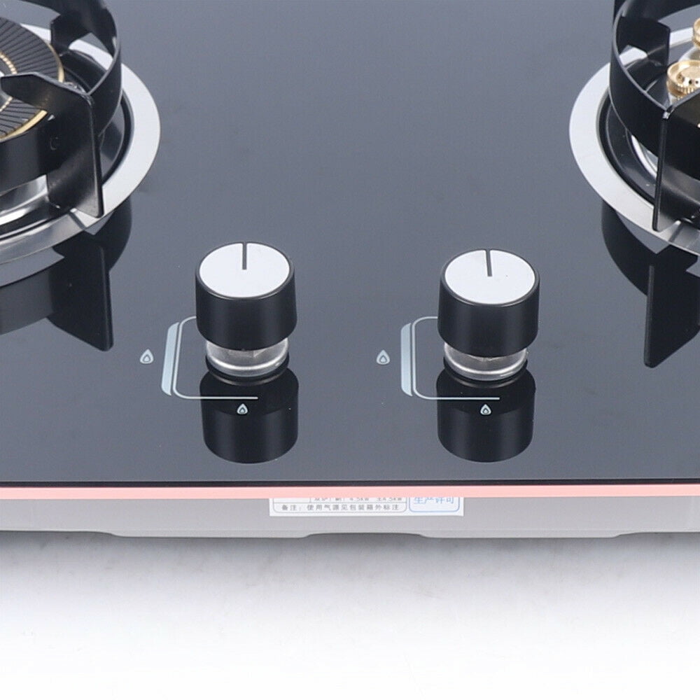 TFCFL Natural Gas Cooker Gas Cooktop 2 Burner Built-in Stove Gas Kitchen Cooking Black