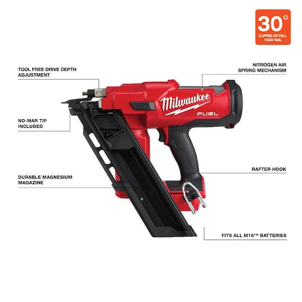 M18 FUEL 18V Lithium-Ion Cordless 7-1/4 in. Rear Handle Circular Saw with 30-Degree Framing Nailer (2-Tool)