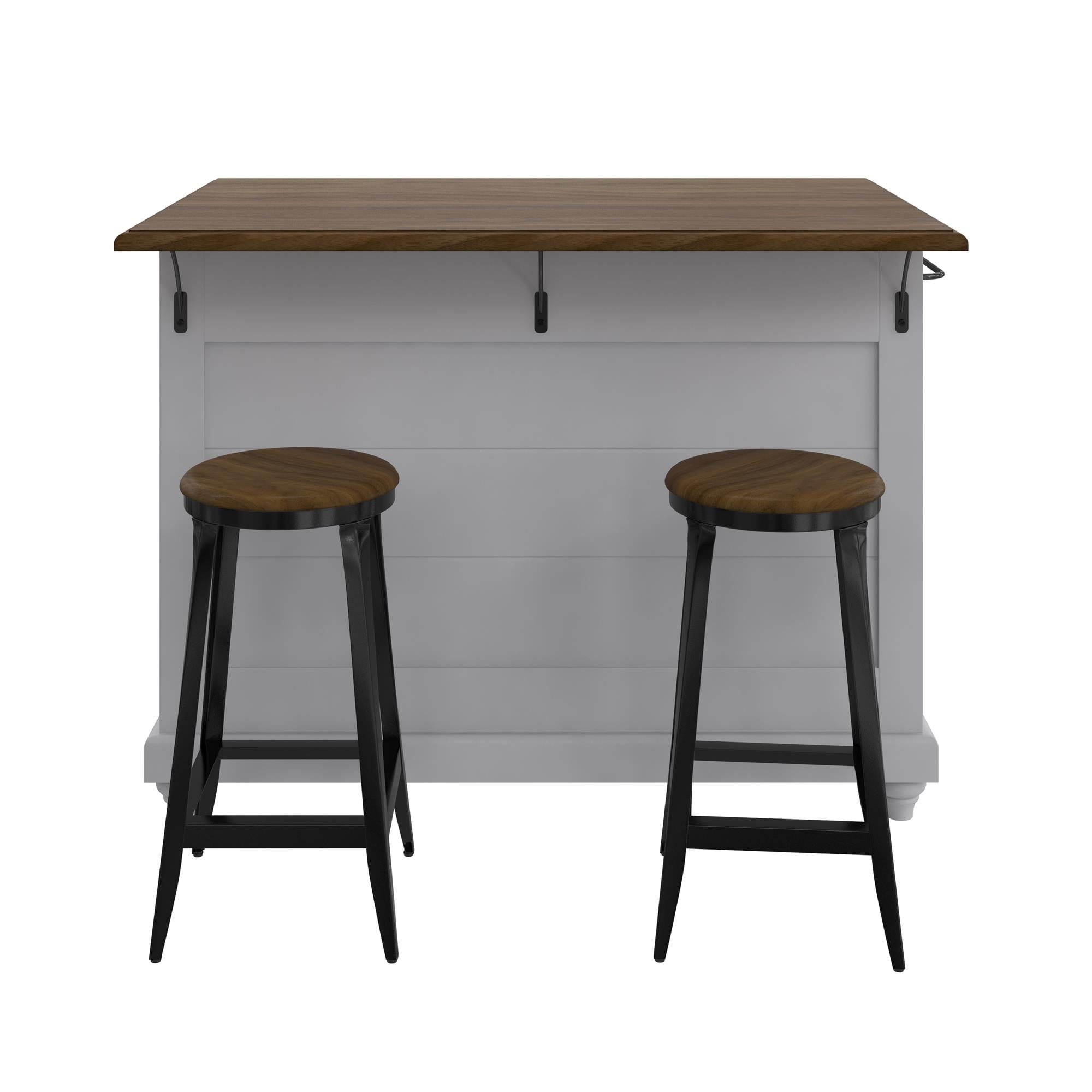 Kelsey Kitchen Island with 2 Stools and Drawers, Gray