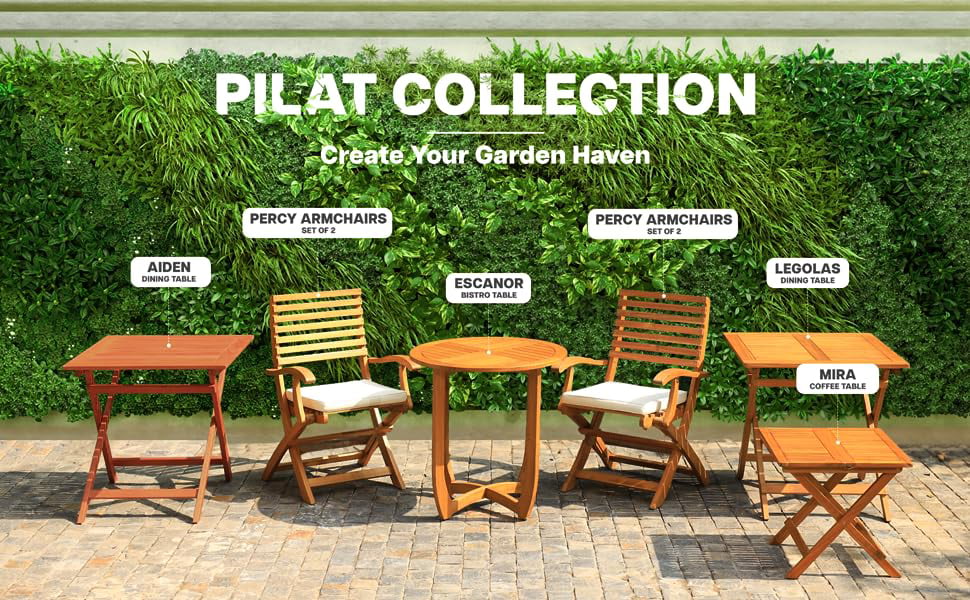 AILE Acacia Wood Bistro Patio Dining Table - Modern Design, 270lbs Heavy Duty