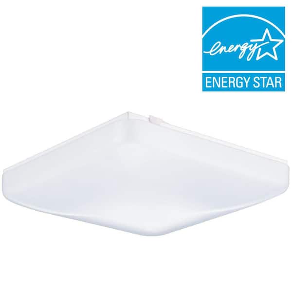15 in. White LED Low-Profile Residential Square Flush Mount