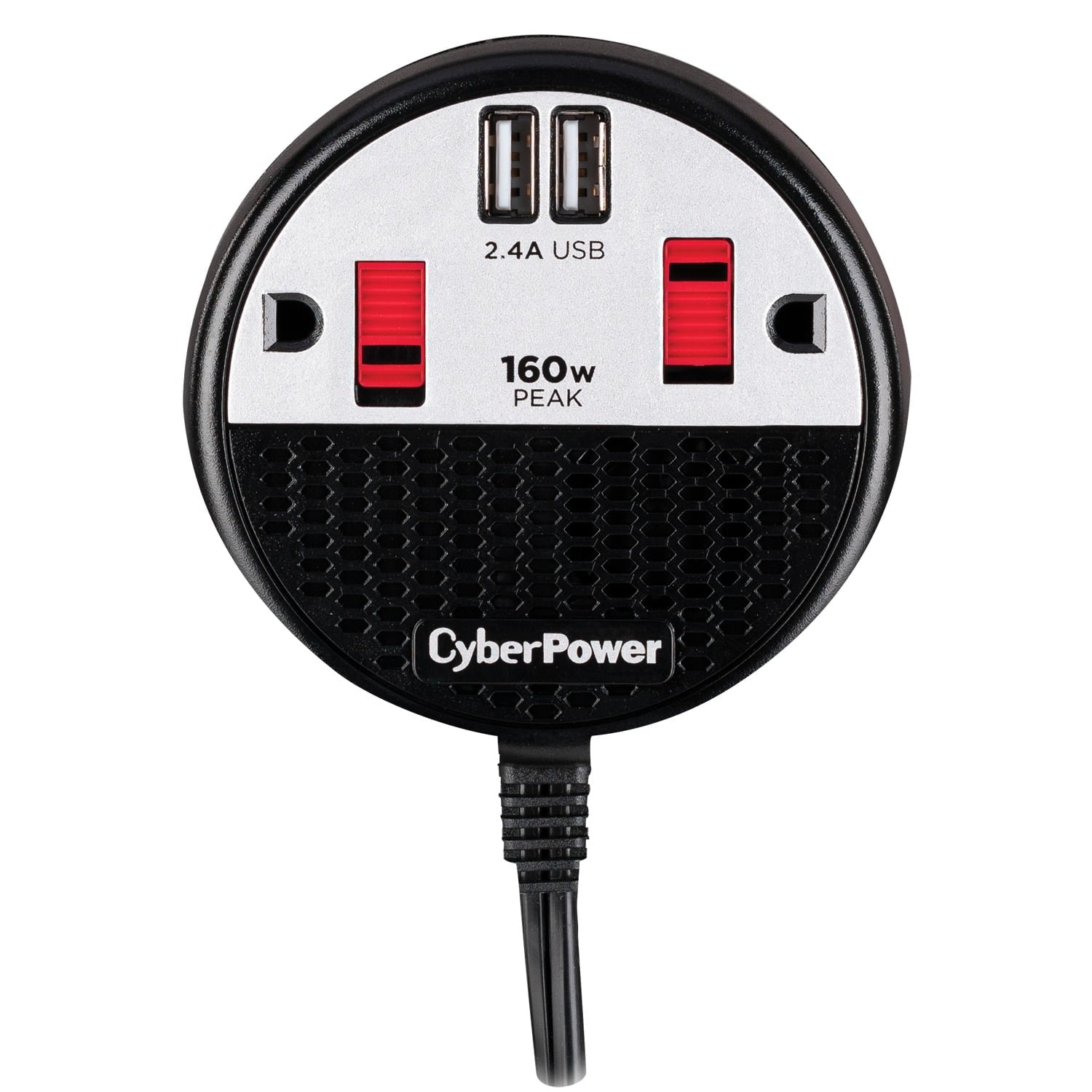 Cyberpower CPS160PPB2U 160 Power Inverter With 2 AC Outlets, Black/Red