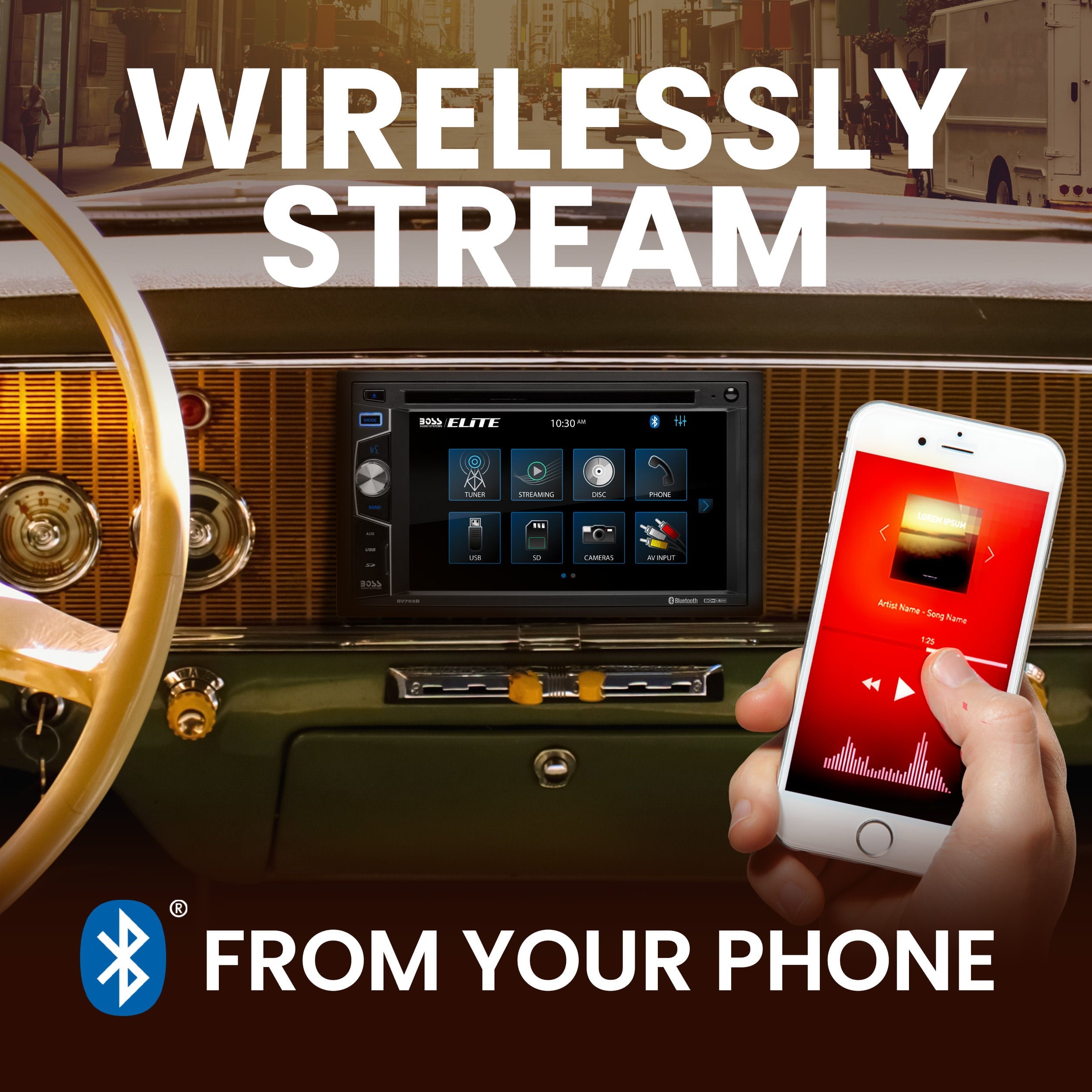 BOSS Audio Systems Elite BV755B Car DVD Player, Bluetooth, 6.2 Inch Touchscreen