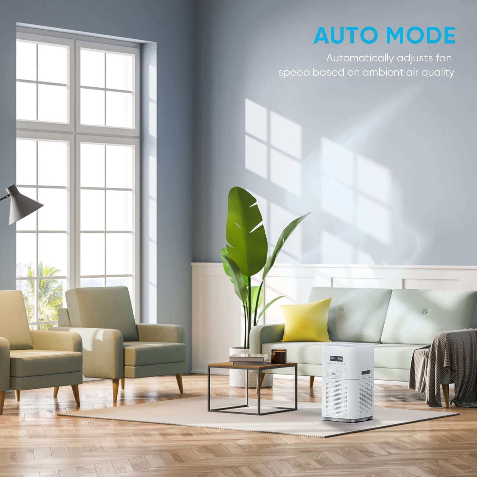 WiFi Air Purifier for Large Rooms, 1800 sq. ft H13 True HEPA Filter with Remote Control for Allergies Pets Smoke Dust